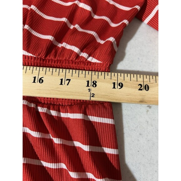 LuLaRoe Jody Dress Womens 2XL Long Sleeve Peasant Smocked Waistband Red Stripes - Picture 10 of 11